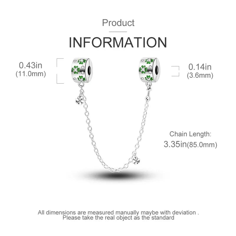 925 Sterling Silver Star Moon Safety Chain Charm | Pandora Fit Jewelry