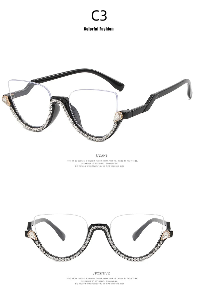 TANOXI Anti Blue Light Kardashian Flat Shield Sunglasses for Women – Y2K Punk Diamond Cutting Semi-Rimless Fashion Eyewear