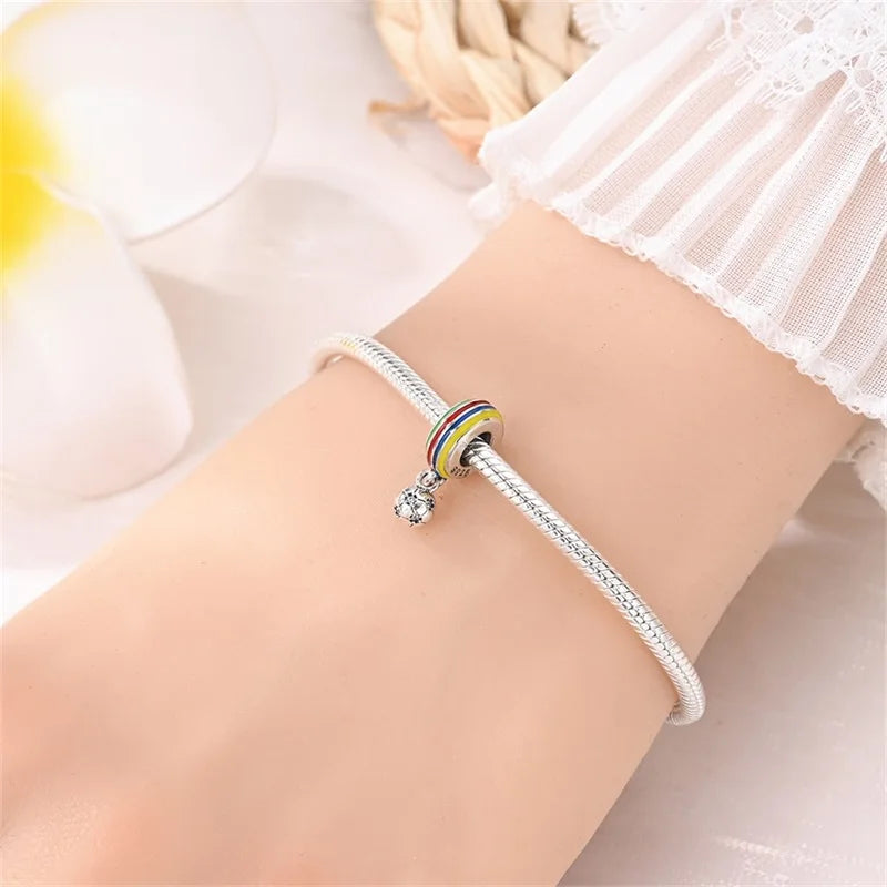 925 Sterling Silver Soccer Trophy Jersey Charm Beads – Fits 3mm Bracelets DIY Jewelry
