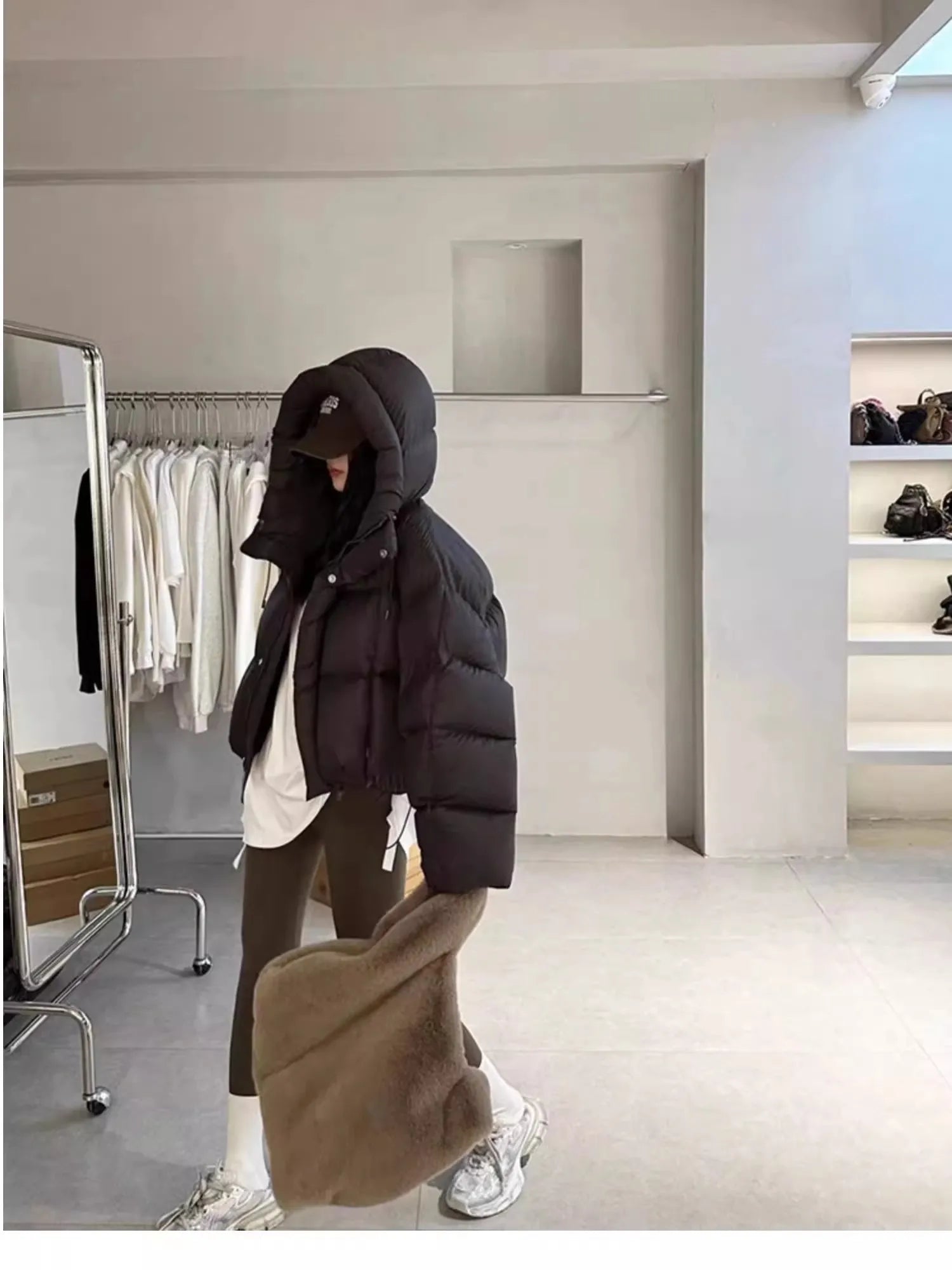 Trendy American Style Women’s Cotton Jacket Coat with Hood – Winter Small Size Bread Style Outerwear