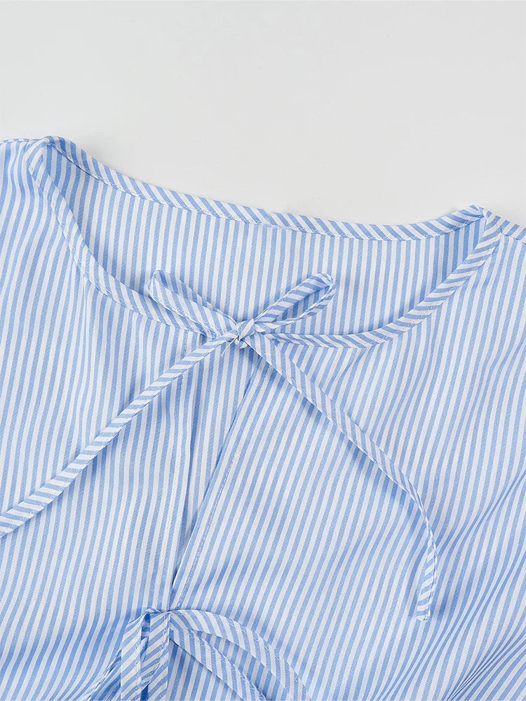 2025 Women’s Casual Striped Tie-Front Long Sleeve Shirt – Loose Fit Everyday Top 👚✨