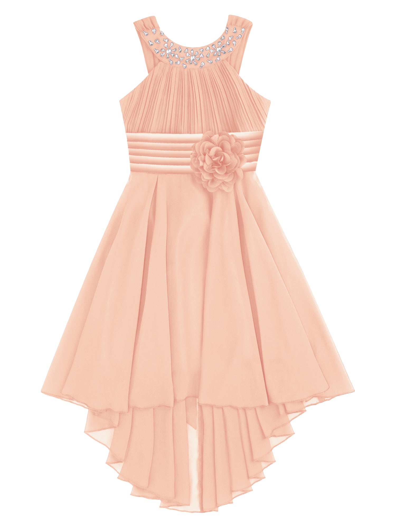 iEFiEL Summer Flower Girl Dress | High-Low Chiffon Princess Dress | Kids Wedding & Party Formal Occasion Gown