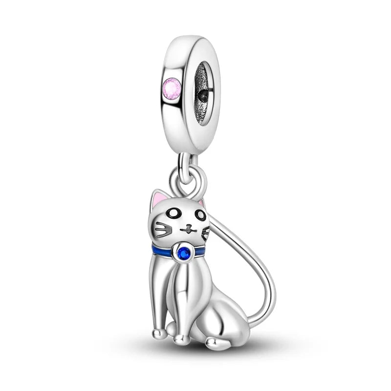 Cute Pet Kitten Puppy Sheep Charms | Fit 925 Original Pandora Bracelets | Colorful Zircon Beads DIY Jewelry Gift
