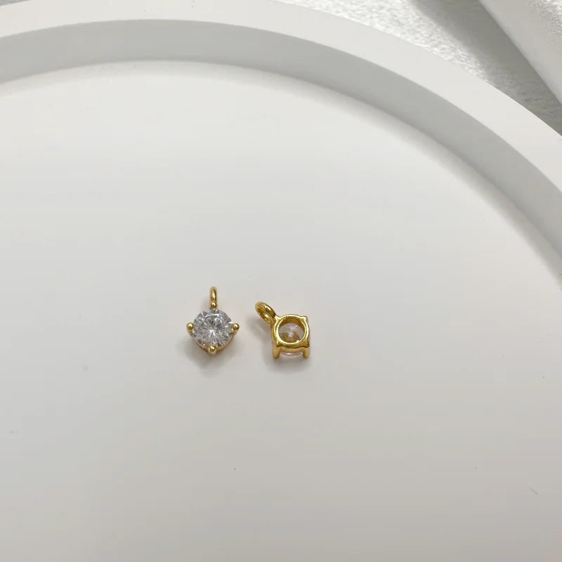 S925 Sterling Silver Round Zirconia Pendant – Gold Plated Charm for Necklace Chain DIY Fine Jewelry Making SD3