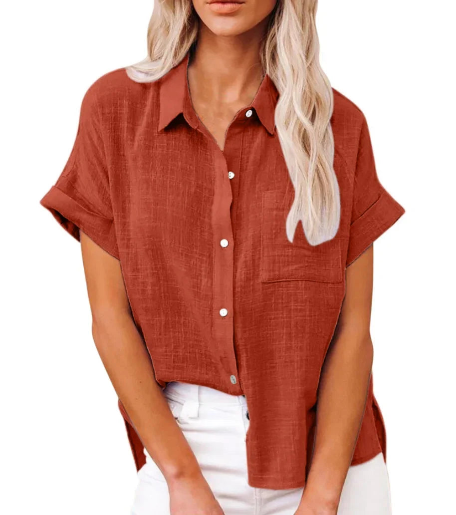 Women’s Short Sleeve Tee – Summer Loose Cotton & Linen Blouse Casual T-Shirt 🌞👚
