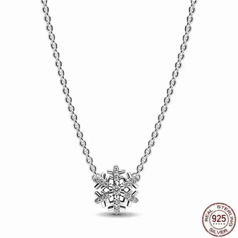 925 Silver Heart Pendant 💖 Dazzling Round Necklace Fits Pandora Gift