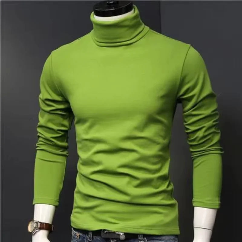 Men’s Slim Fit Turtleneck Shirt | Fall/Winter Solid Black Long Sleeve Inner Wear