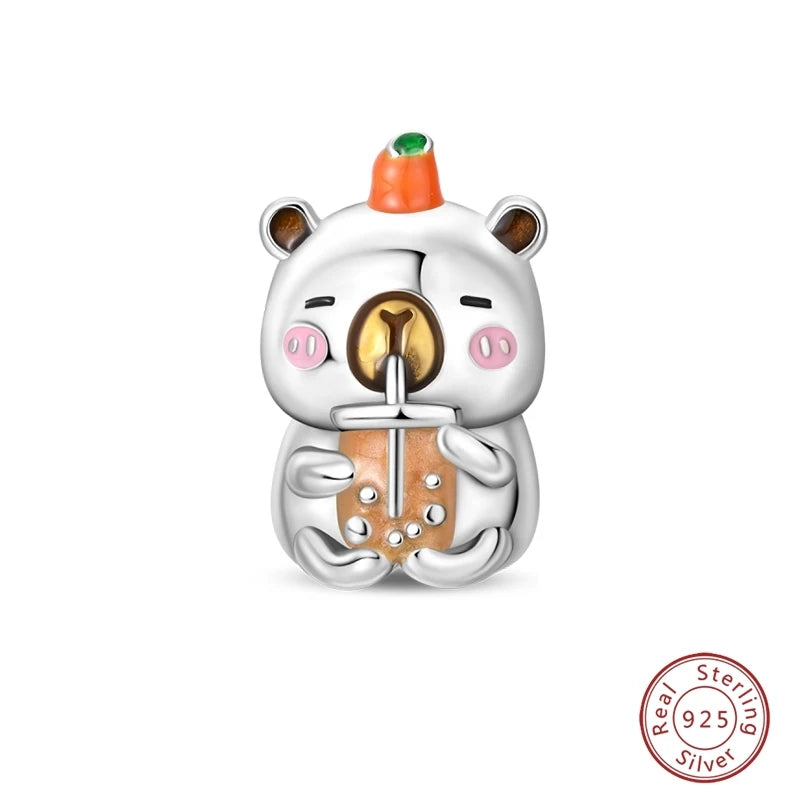 925 Sterling Silver Animal & Love Charms | Cat, Elephant, Bear, Swan & Easter Egg Beads Fit Original 3mm Bracelets DIY Jewelry