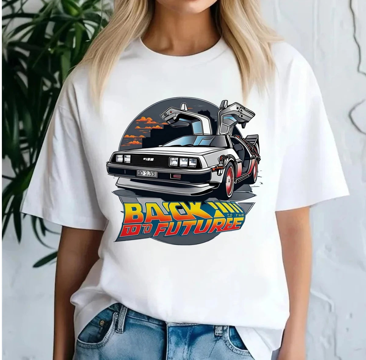 DeLorean Back To The Future Graphic T-Shirt – Kawaii Aesthetic Harajuku Trendy Unisex Tee 🚗⚡