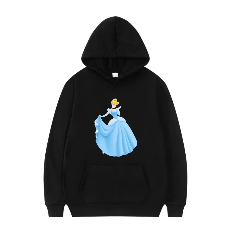Disney Princess Graphic Hoodie | Y2K Sweet Style Long Sleeve Sweatshirt with Pockets for Women
