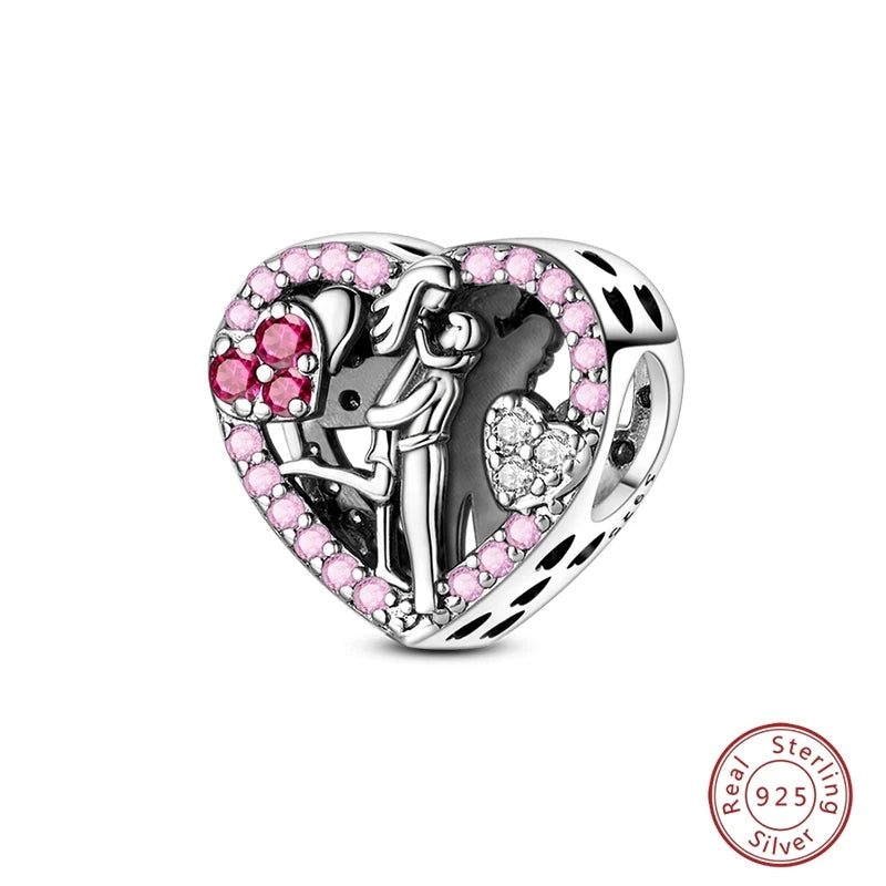 925 Sterling Silver Animal & Love Charms | Cat, Elephant, Bear, Swan & Easter Egg Beads Fit Original 3mm Bracelets DIY Jewelry