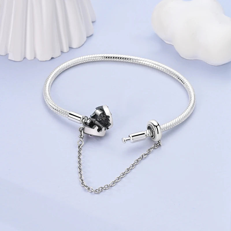 925 Sterling Silver Rainbow Leather Braided Bracelet | Eternal Love Stars & Moon Charm – DIY Women’s Beaded Jewelry Gift