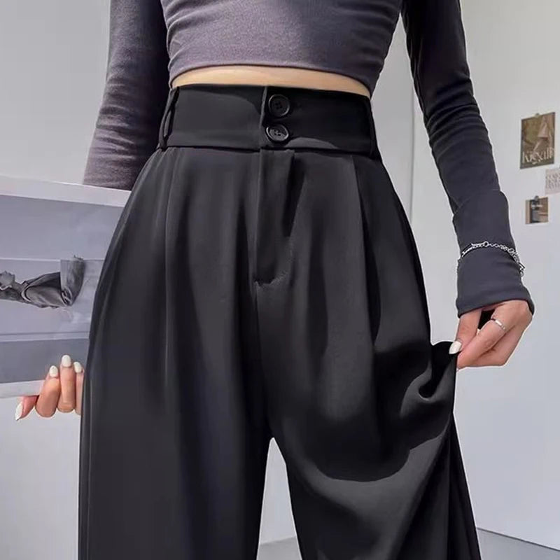 Lady Baggy High Waist Suit Pants | Women’s Classic Straight Leg Trousers | Casual Daily Slacks