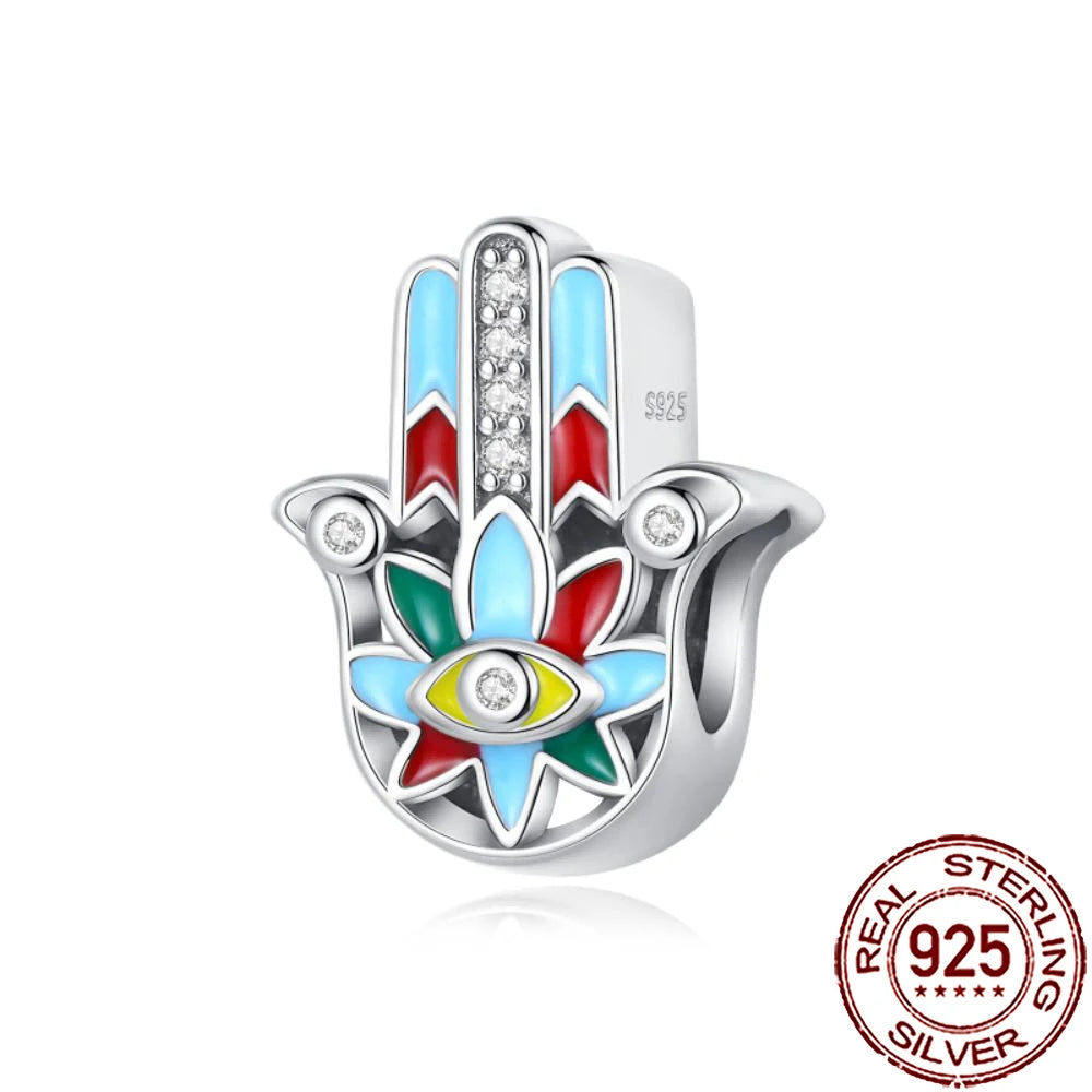 2025 New 925 Sterling Silver All-Seeing Eye Hamsa Hand Charm | Fits Pandora Bracelet & Women’s DIY Jewelry