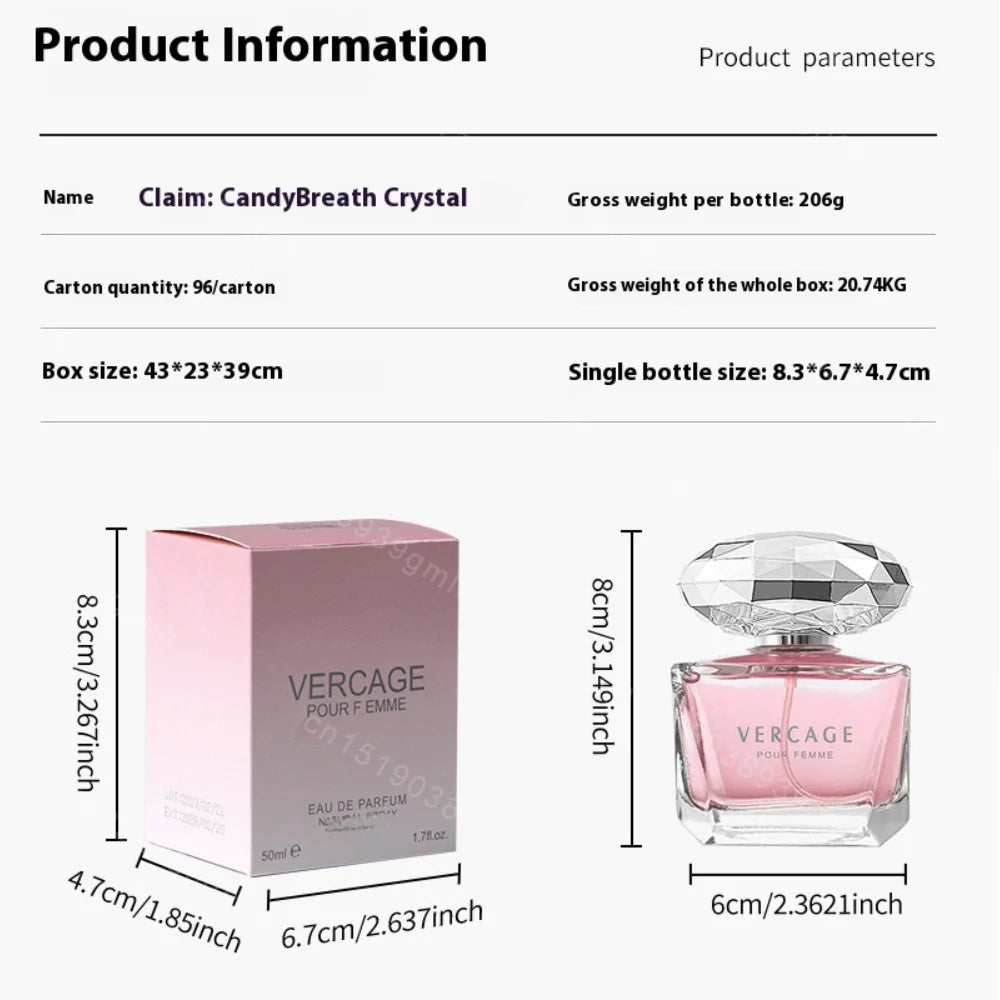 50ML Osmanthus, Peony & Pomegranate Perfume for Women – Crystal Diamond Series | Light, Elegant & Long-Lasting Scent