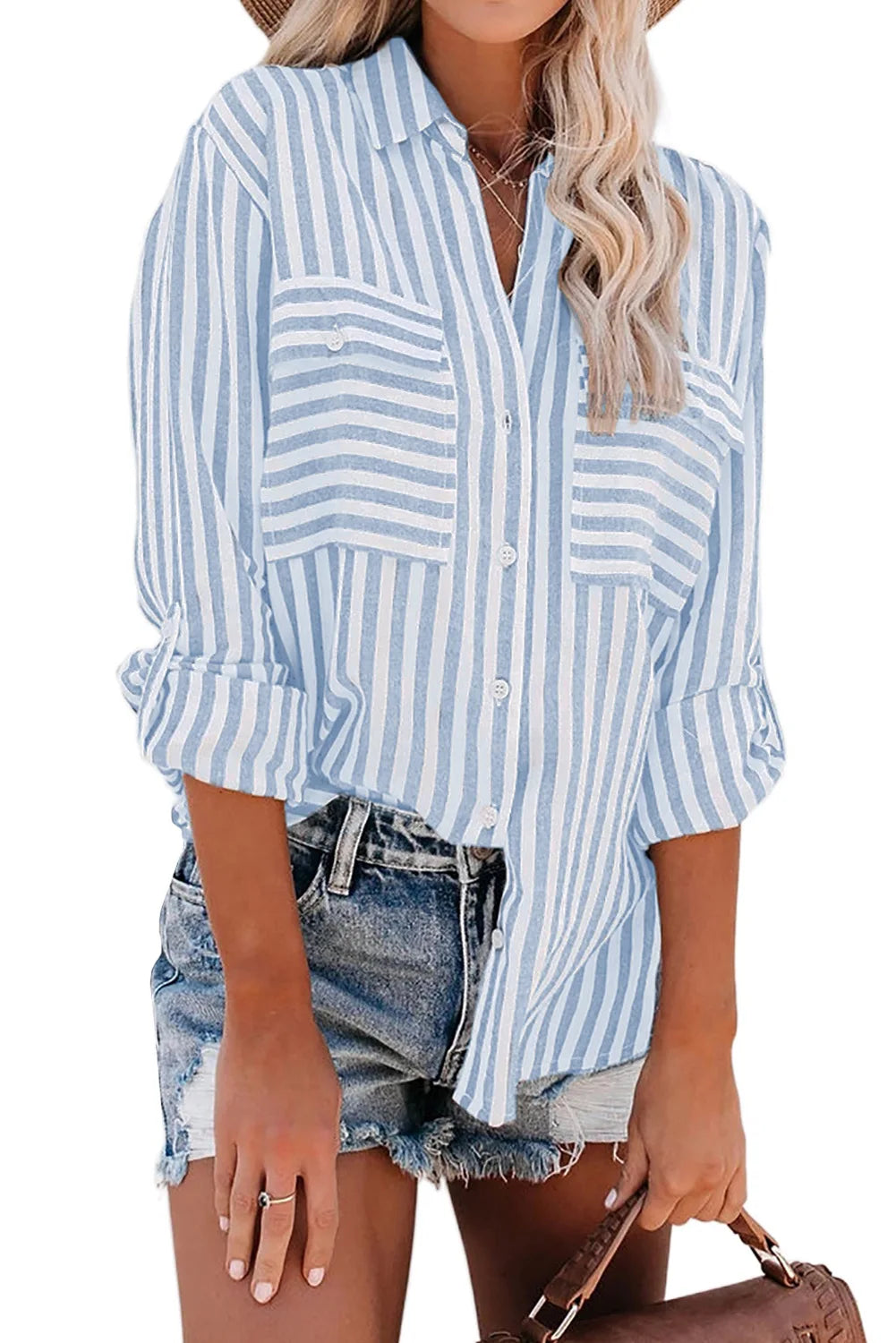 Women’s Striped Single-Breasted Long Sleeve Shirt 2024 – Elegant & Youthful Spring/Summer Blouse 🌿✨