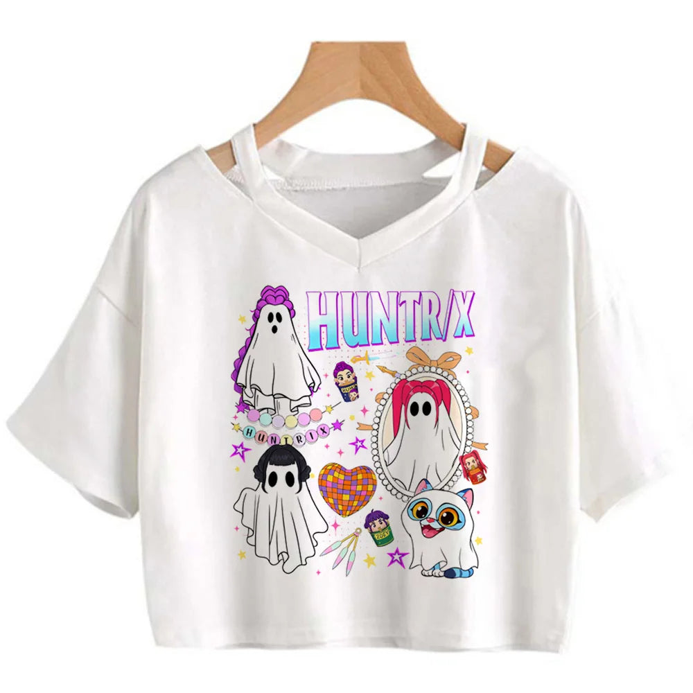 Kpop Demon Hunters Girls Crop T-Shirt – Women’s O-Neck Summer Y2K Punk Sleeveless Top