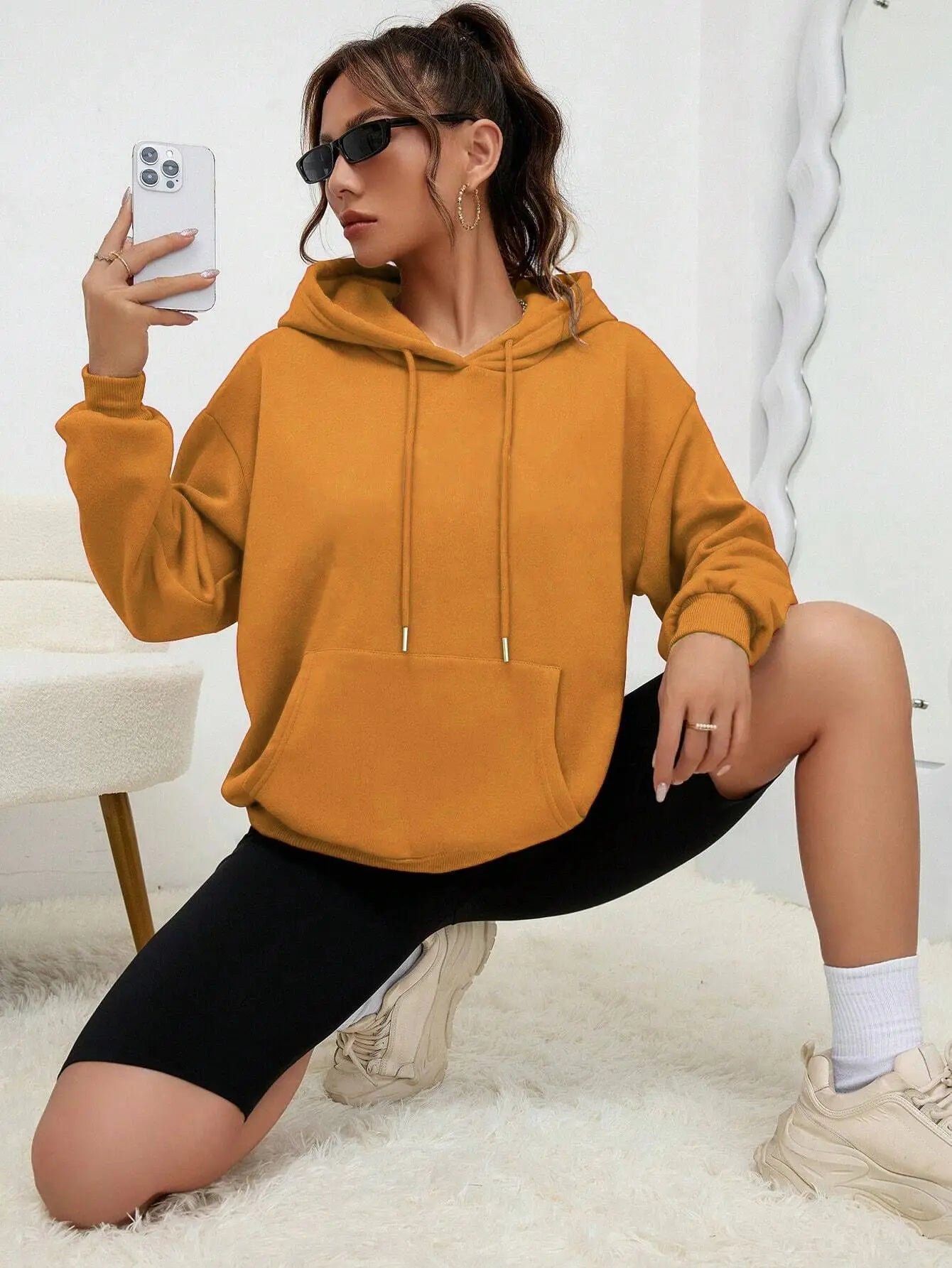 Solid Color Women’s Hoodie | Autumn Casual Fleece Pocket Hoodies | Unisex Streetwear