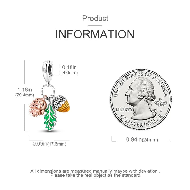 925 Sterling Silver Colorful Luminous Charms | Shell Turtle Star Beads