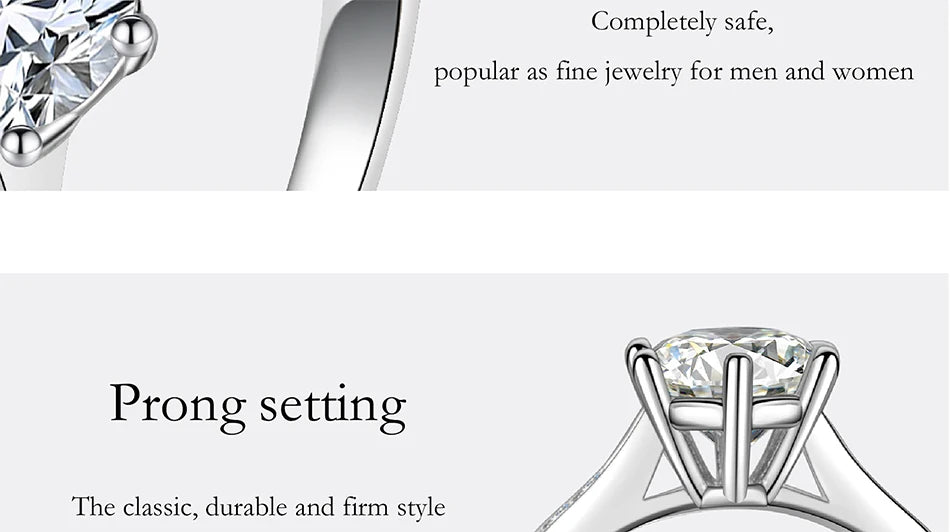 PERFANY 0.5–3CT Moissanite Ring S925 Silver | Women’s Sparkling Engagement & Wedding Jewelry