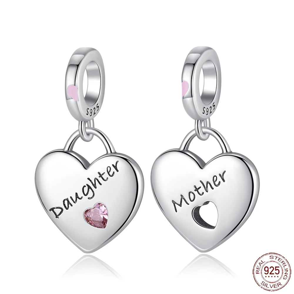 2025 Hot Sale 925 Sterling Silver Mother Daughter Dangle Charm Bead Fit Pandora Bracelet