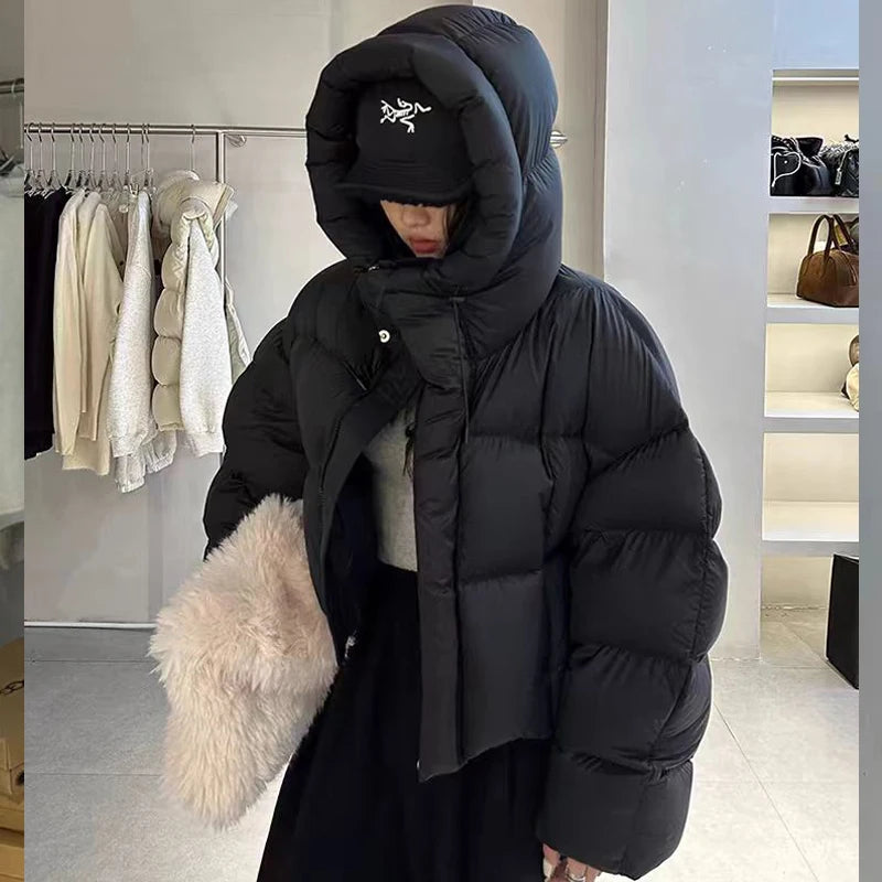 Trendy American Style Women’s Cotton Jacket Coat with Hood – Winter Small Size Bread Style Outerwear