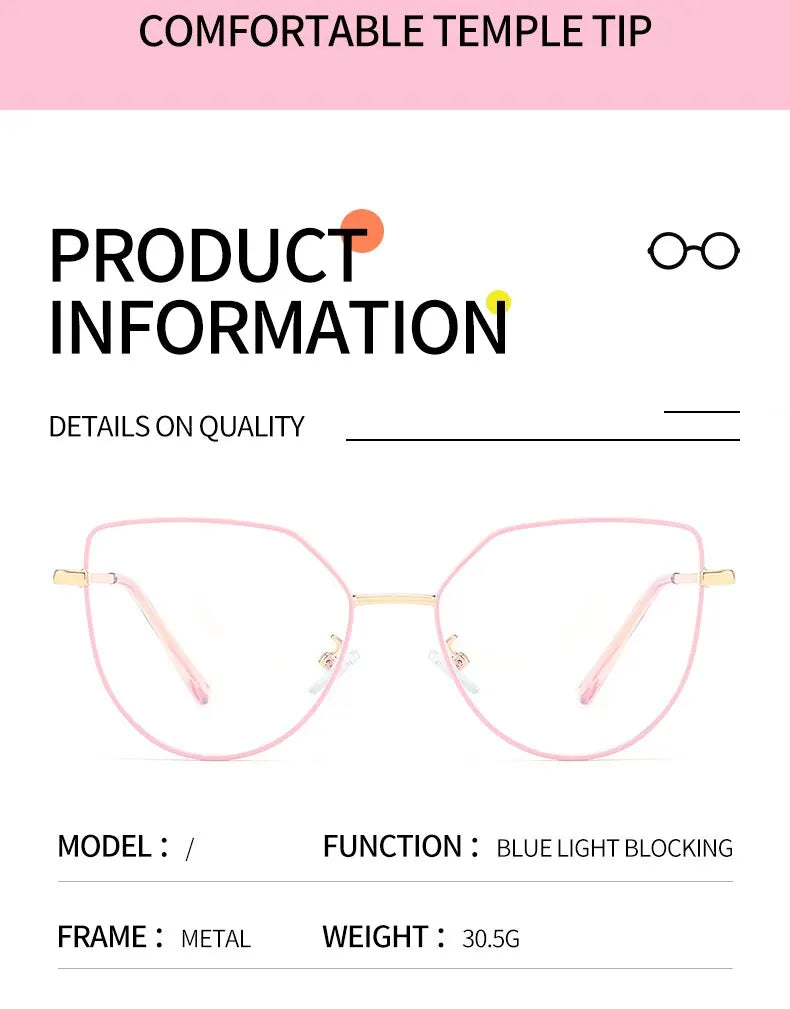 Cat Eye Flip-On Sunglasses for Women – Anti Blue Light Eyeglass Frames with Polarized Magnetic Clip | Ladies Fashion Computer Eyeglasses 7002