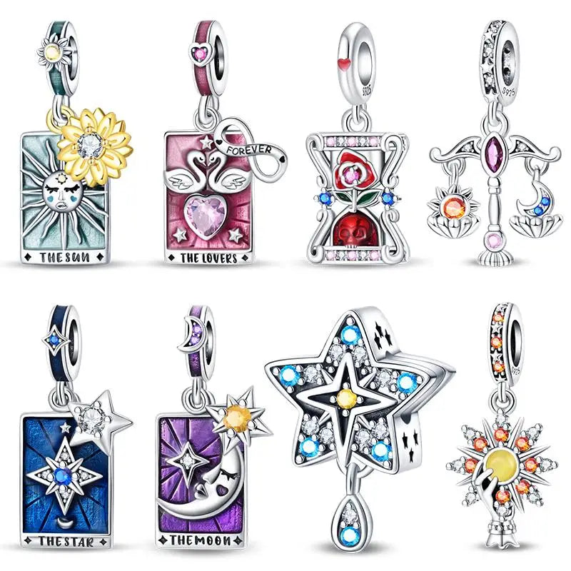 925 Sterling Silver Tarot Star Lover Charm | Fits Pandora Bracelet Women’s DIY Jewelry Gift