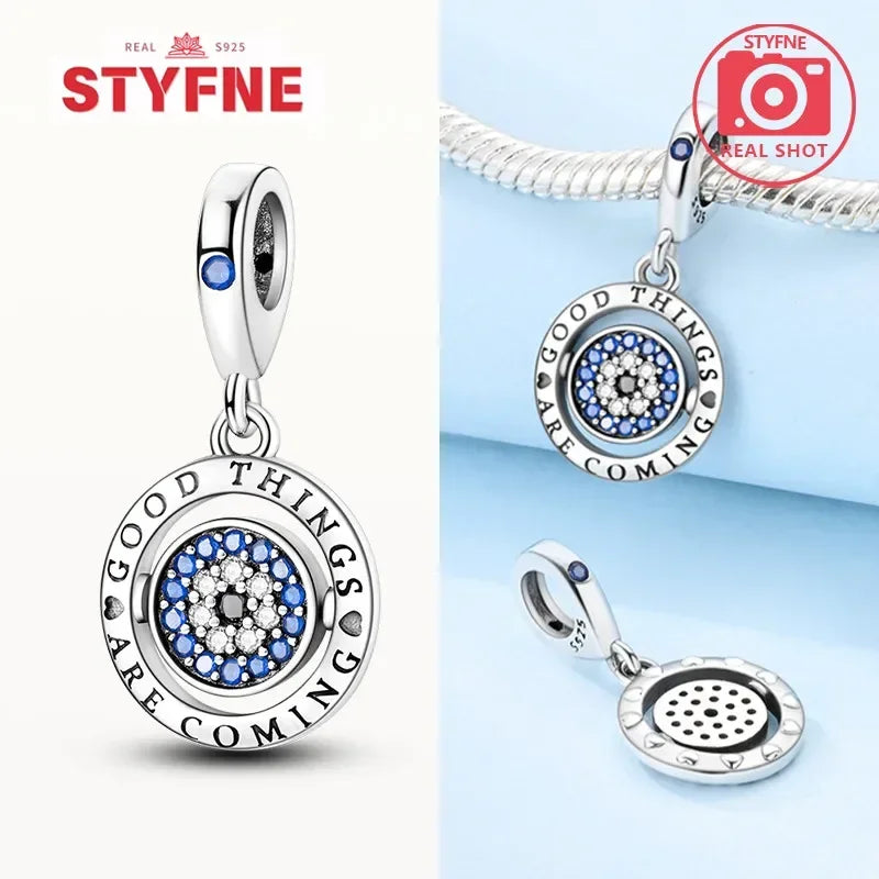 S925 Silver Heart Celtic Knot Lucky Blue Eye Charm – Fit Original Bracelet DIY Jewelry Gift for Women