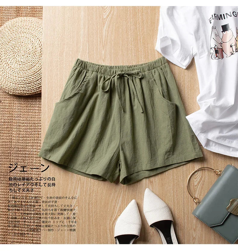 ✨ HELIAR Casual Linen Shorts for Women 🩳 High-Waist Gym & Workout Shorts 👟 Ladies Sport Femme Summer Shorts