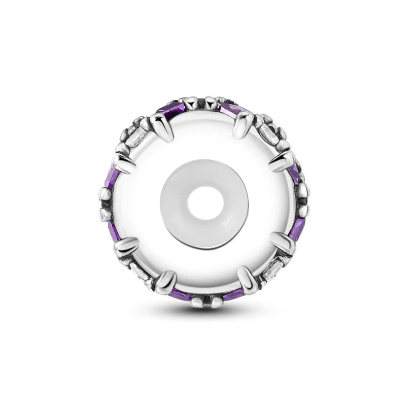 925 Sterling Silver Round Colored Zircon Spacer Beads – Fits Pandora Original Bracelets DIY Exquisite Party Jewelry