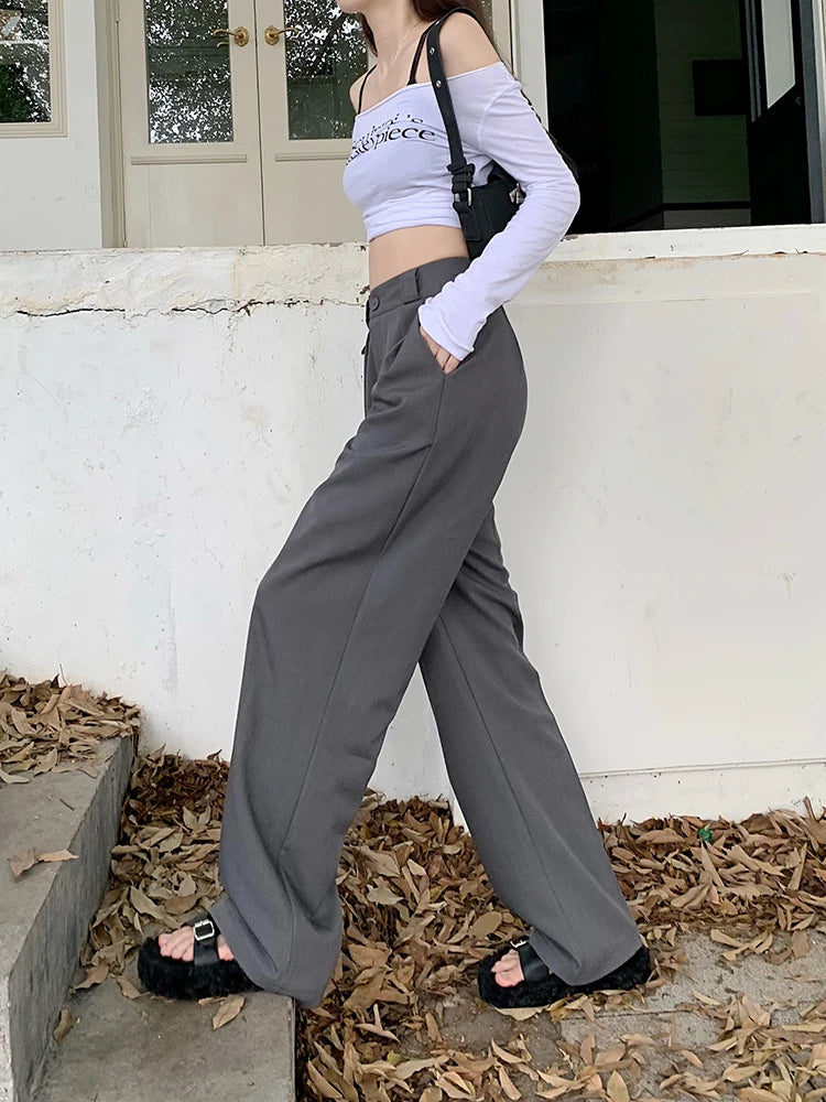 High Waist Loose Pants Women – Summer 2025 Retro Casual Drapey Versatile Trousers