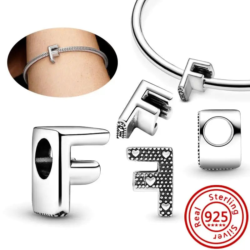 925 Sterling Silver A–Z Alphabet Letter Charms | Gold & Silver Beads for Women DIY Bracelet Jewelry