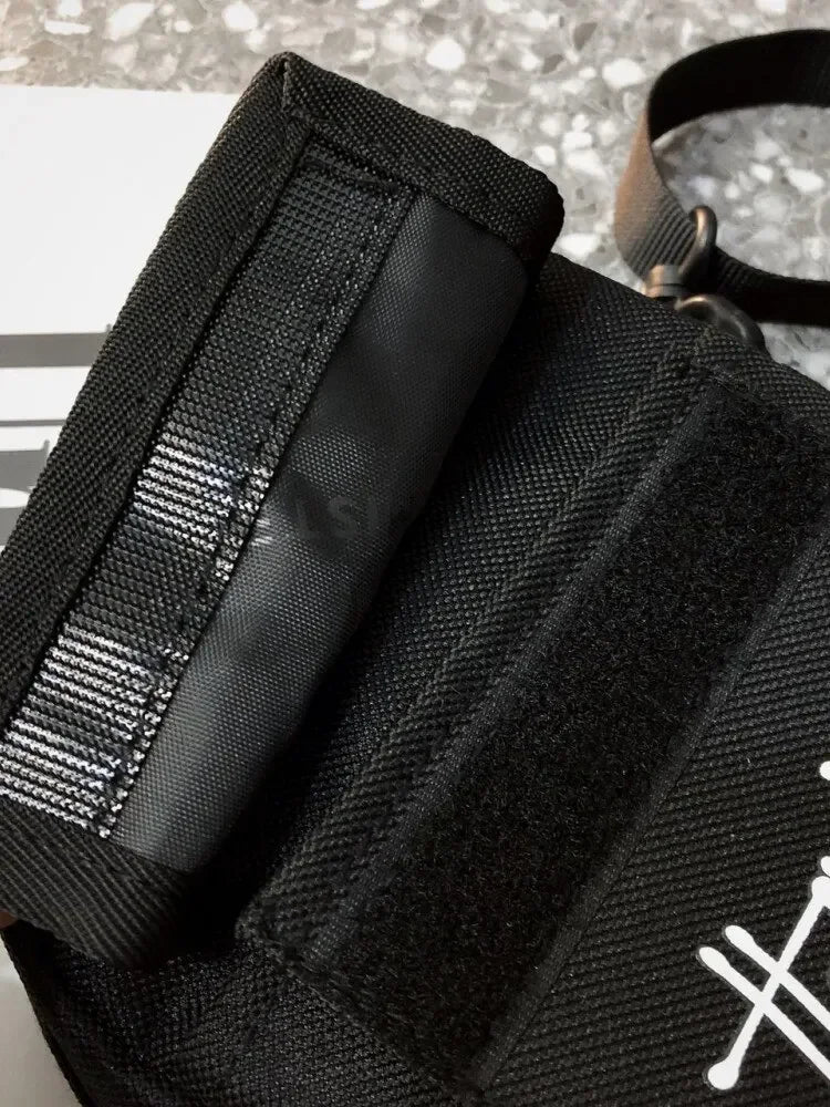 Casual Black Canvas Crossbody Bag | Pocket Messenger Bag for Women & Students
