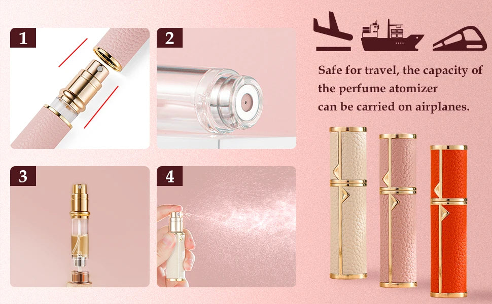 Louischanzl 5ML Leather Perfume Bottle – Refillable Portable Travel Mini Spray Atomizer | Empty Cosmetic Container