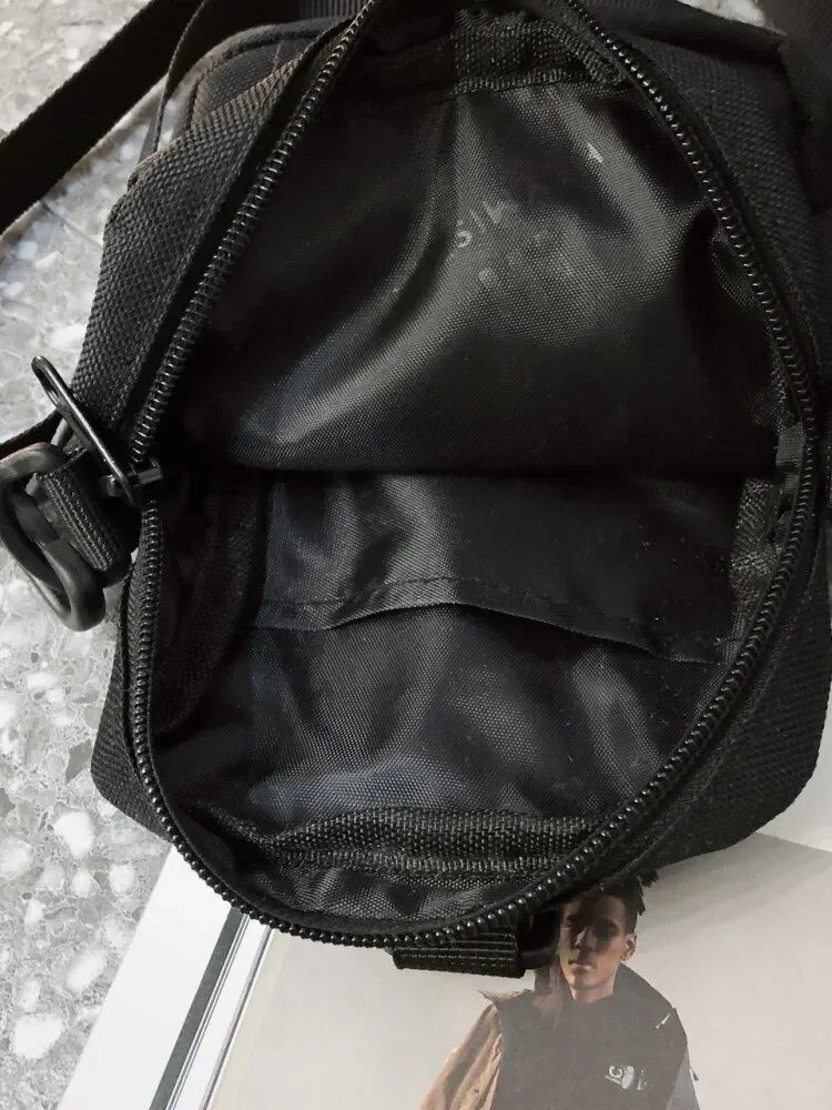 Casual Black Canvas Crossbody Bag | Pocket Messenger Bag for Women & Students