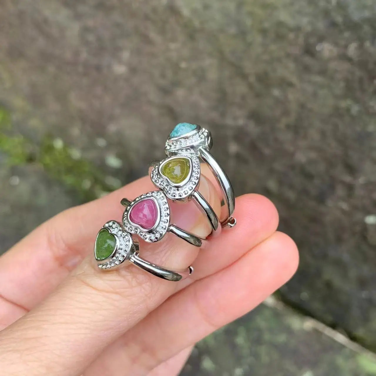 New Arrival Natural Tourmaline Stone Ring – Elegant Copper Jewelry Gift for Women