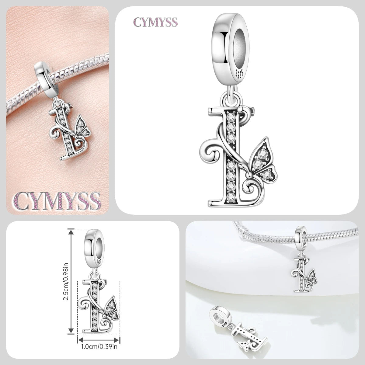 Original S925 Sterling Silver Butterfly & A-Z Letter Beads – DIY Bracelet & Necklace Jewelry