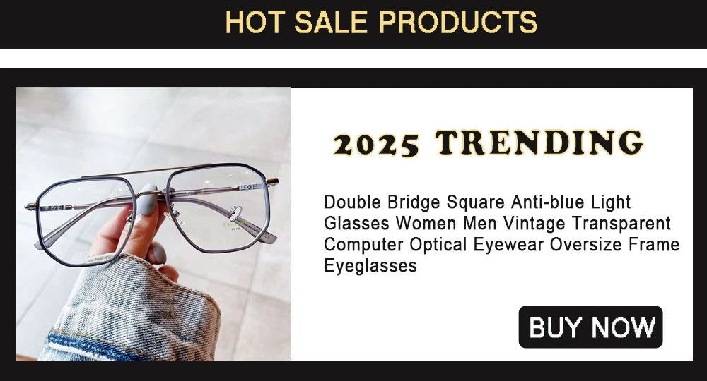 Large Square Frame Anti-Blue Light Glasses – Fashion Retro Computer Reading Eyeglasses for Men & Women | Optical Spectacle Eyewear