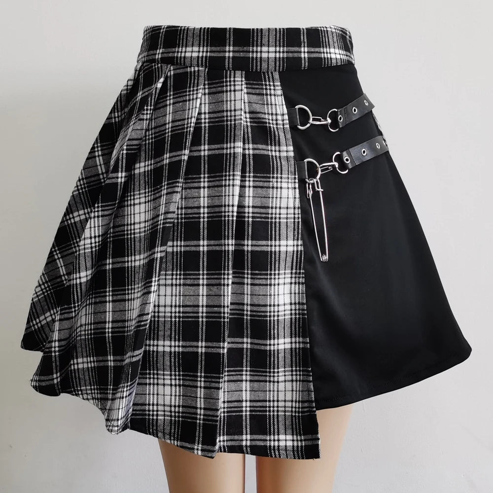 Gothic Sweet Women’s Plaid Pleated Mini Skirt – High Waist Chic Kawaii Summer Casual Skirt 🌿✨