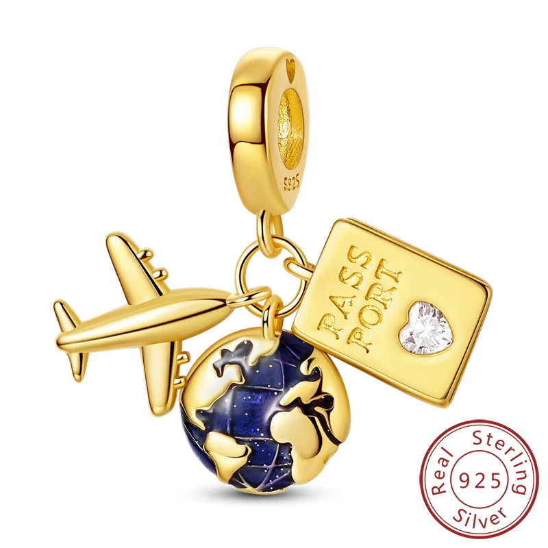 Original 925 Sterling Silver Charms – Mushroom, Unicorn, Wings & Pearl Beads for Women