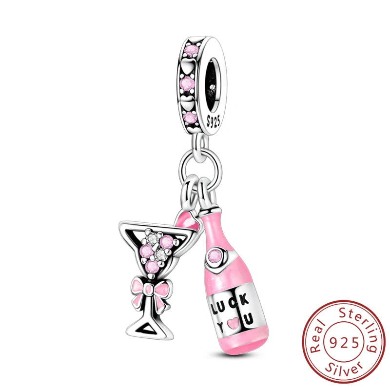 925 Sterling Silver Ballet Shoes & Perfume Bottle Charms | Bow Beads Fit Original Bracelet Pendant DIY Fine Jewelry for Women