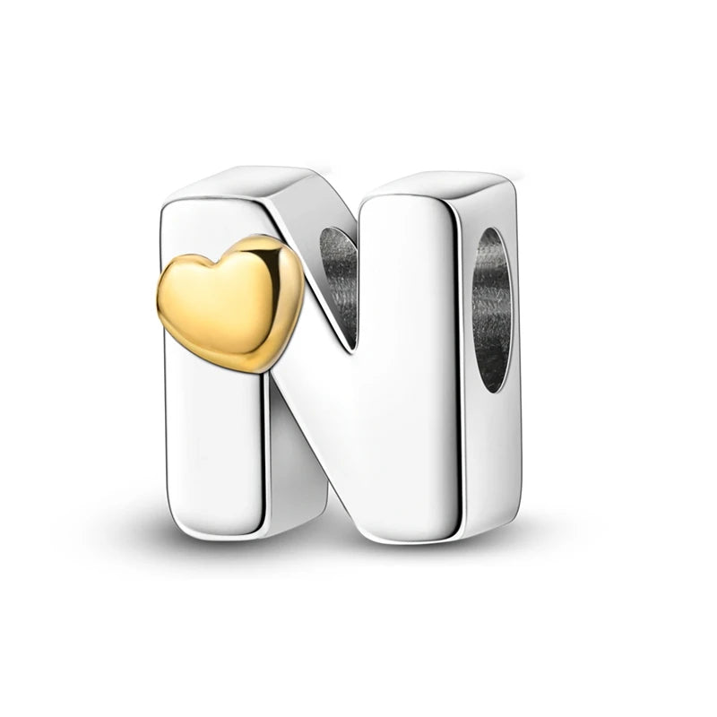 925 Sterling Silver Alphabet Letter A–Z Charm Beads | English Initial Pendant for Original Bracelet DIY Jewelry Making