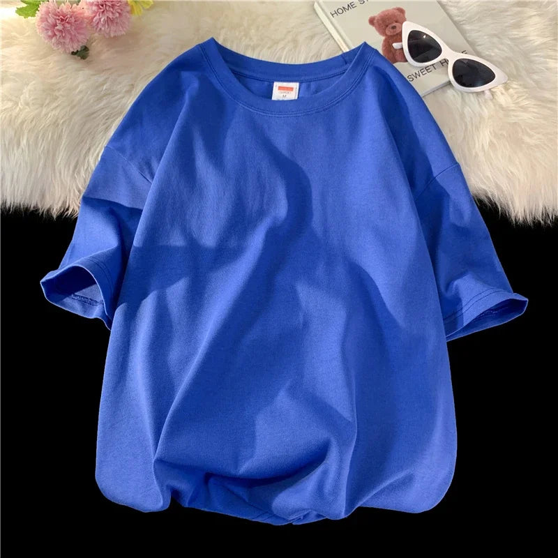 LEGIBLE 2025 Summer Women’s Cotton T-Shirt – Loose Solid Oversized O-Neck Tee 👕✨