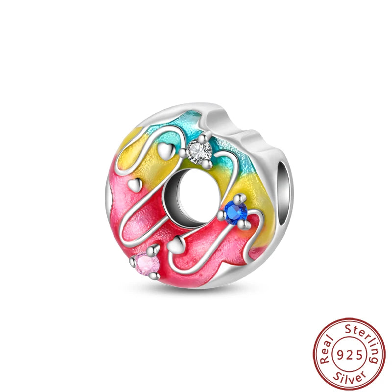 925 Sterling Silver Dessert Afternoon Tea Charm – Coffee, Cake, Pizza & Fries Beads Fit Original Pandora Bracelet DIY Jewelry