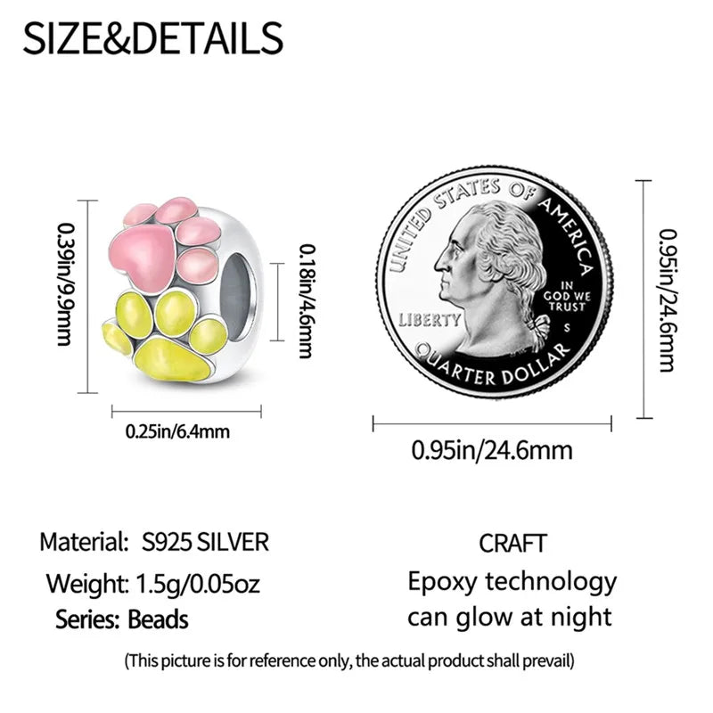 925 Sterling Silver Colorful Luminous Charms | Shell Turtle Star Beads