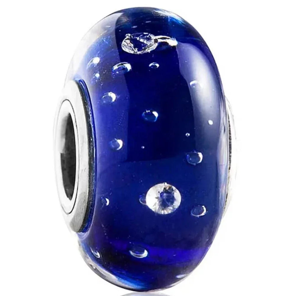 Original Murano Glass 925 Sterling Silver Butterfly Flower Leaf Rainbow Charm Bead | Cosmic DIY Bracelet Jewelry Gift for Women