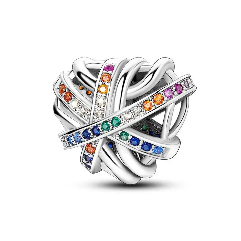 925 Sterling Silver Mother Daughter Love Embrace Pendant Charm | Heart Shaped Bracelet Bead DIY Fine Jewelry Gift