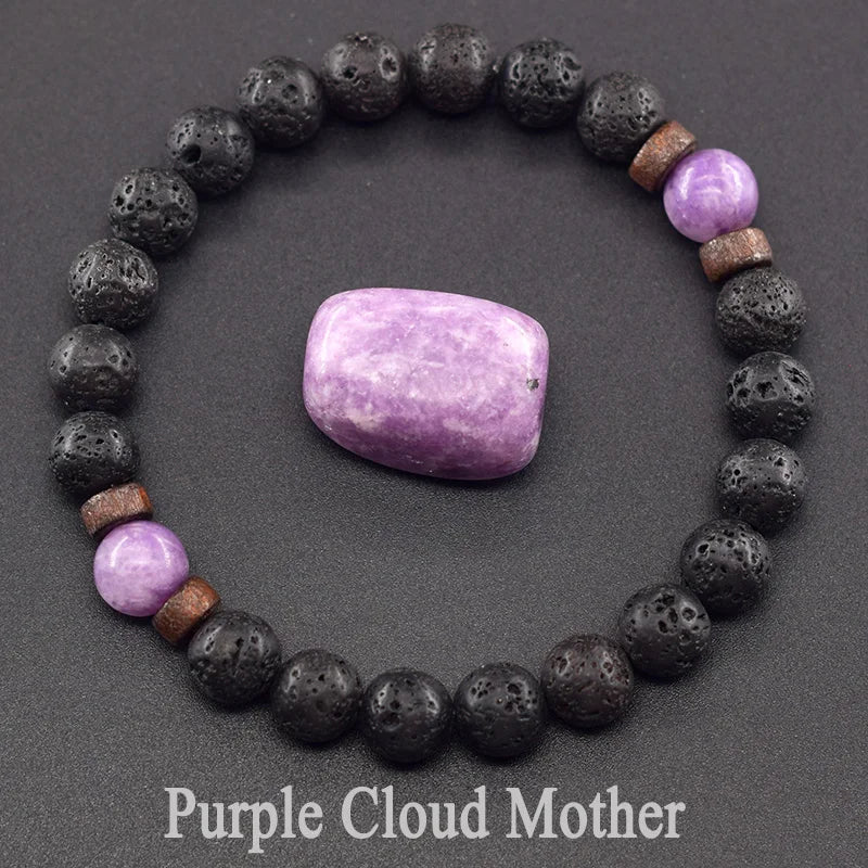 Yellow Grass Turquoise & Lava Stone Beads Bracelet | Natural Wooden Elastic Bracelet for Women Friendship Gift