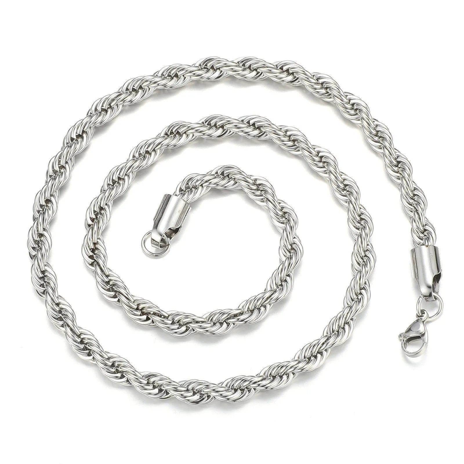 HNSP 316L Stainless Steel Twisted Rope Chain Necklace | Unisex Durable Jewelry Accessory for Men & Women